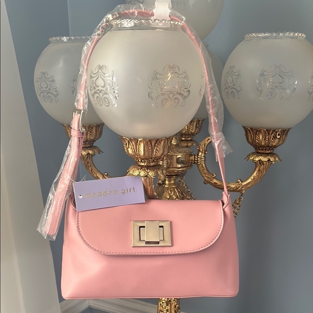 Brand New Madden Girl Pink Shoulder Bag Silver Tone Metal Accents Spring Pastel